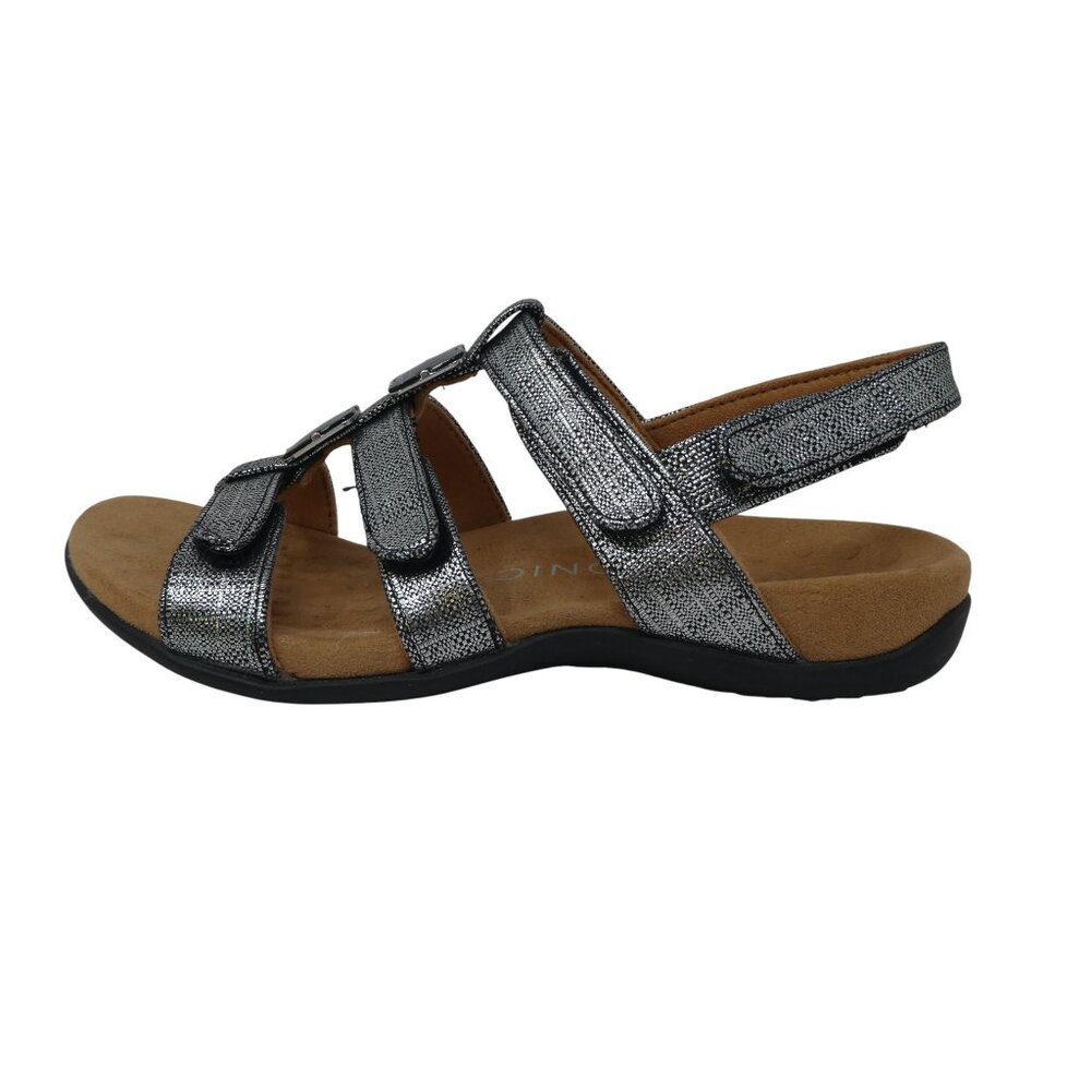 Vionic Amber Silver Black Open Toe Adjustable Str… - image 4